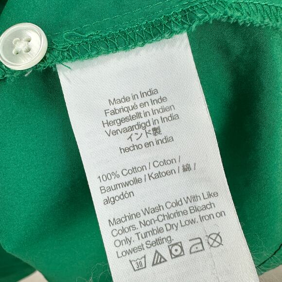 Madewell Seamed Long Sleeve Mini Shirtdress Poplin Cotton Verdant Green US 2 NWT - Picture 11 of 14